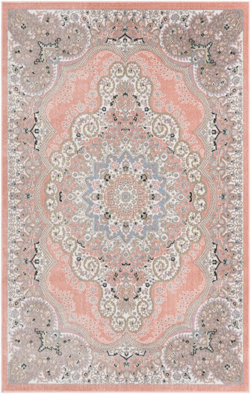 Candlelight · Border Washable Rug, rose pink