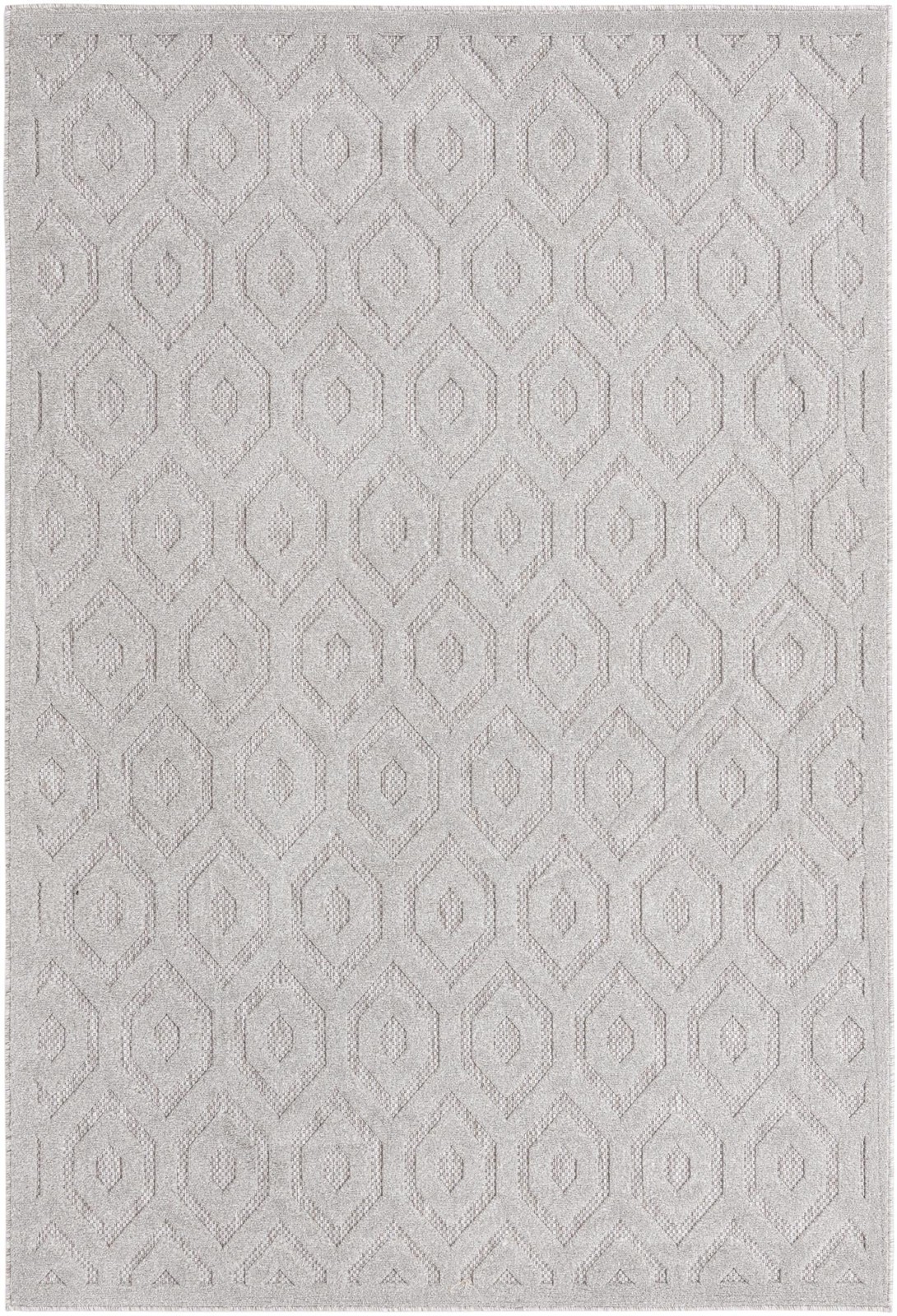 6' x 9' Roanoke · Geometric trellis Outdoor Rug, light gray