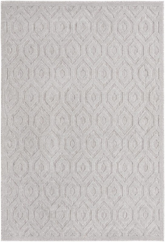 6' x 9' Roanoke · Geometric trellis Outdoor Rug, light gray