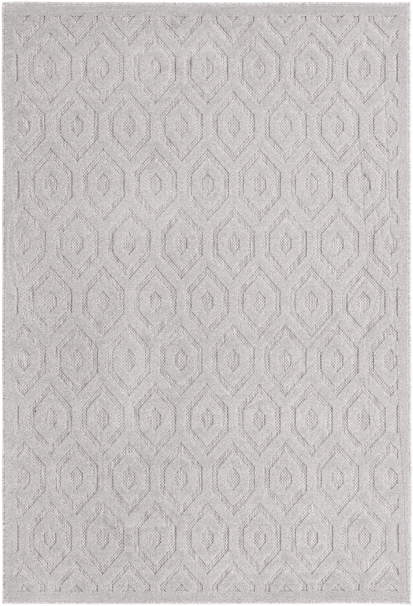6' x 9' Roanoke · Geometric trellis Outdoor Rug, light gray