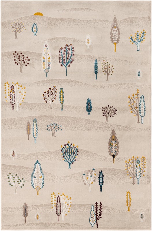5' 3 x 8' Ironwood · Abstract rug, ivory