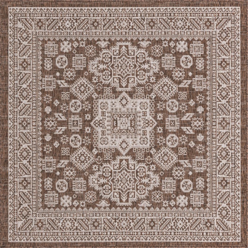 5' 3 x 5' 3 Bellamy · Border Outdoor Rug, brown