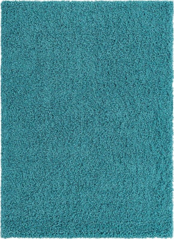 7' x 10' Jameson · Solid shag rug, deep aqua blue