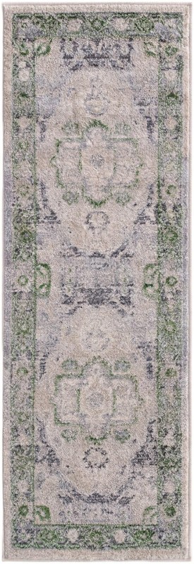 2' x 6' Pierce · Border rug, stone gray