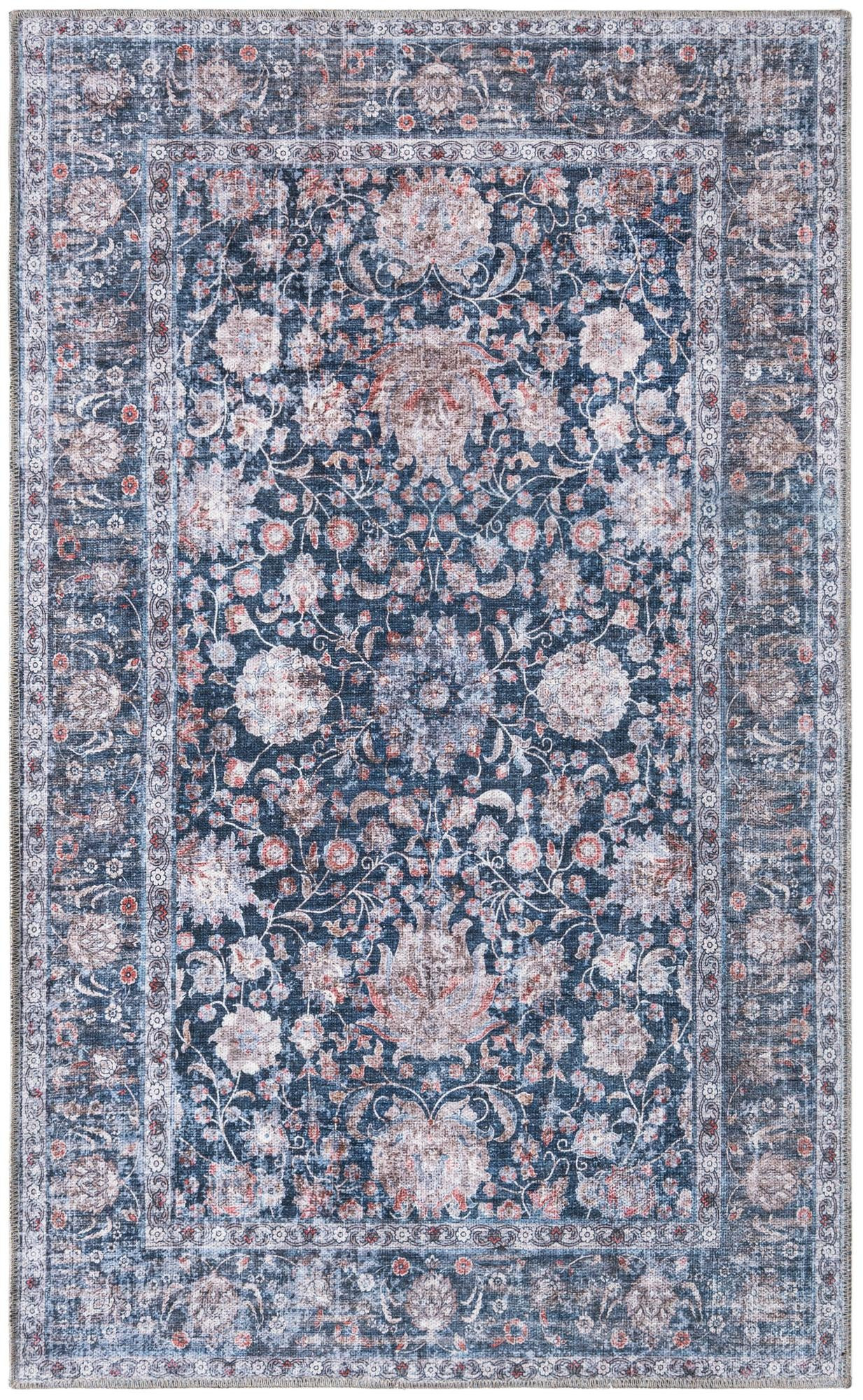 3' 3 x 5' 3 Bertie · Persian floral rug, navy and rust