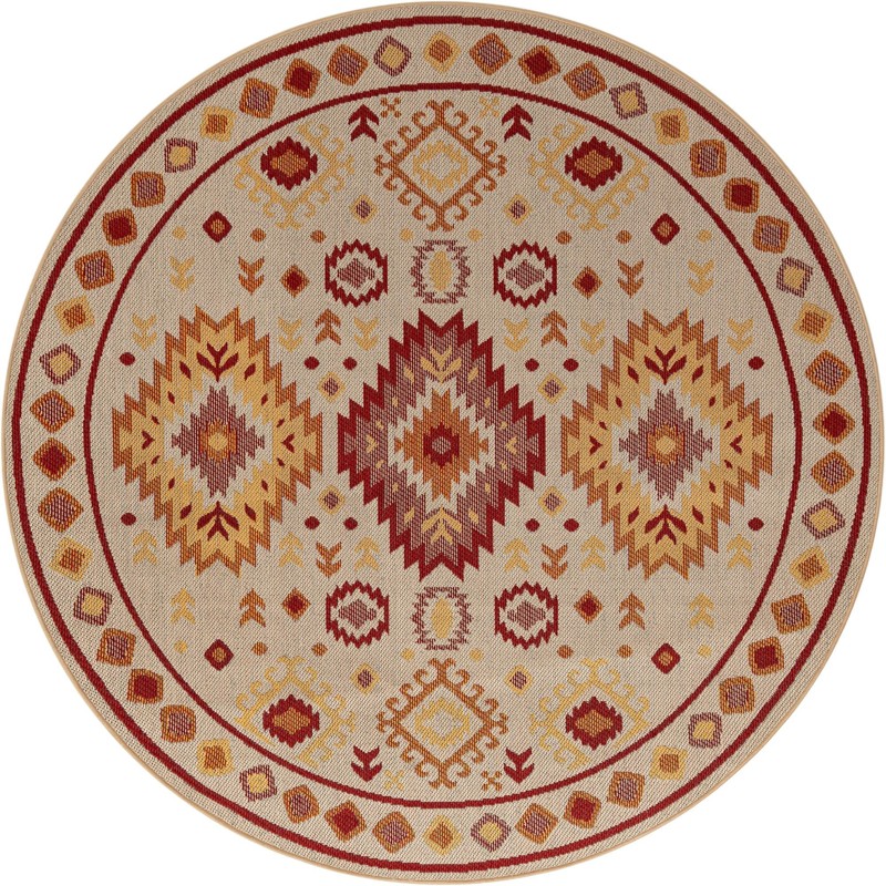 Whitfield · Border Outdoor Rug, beige and rust red