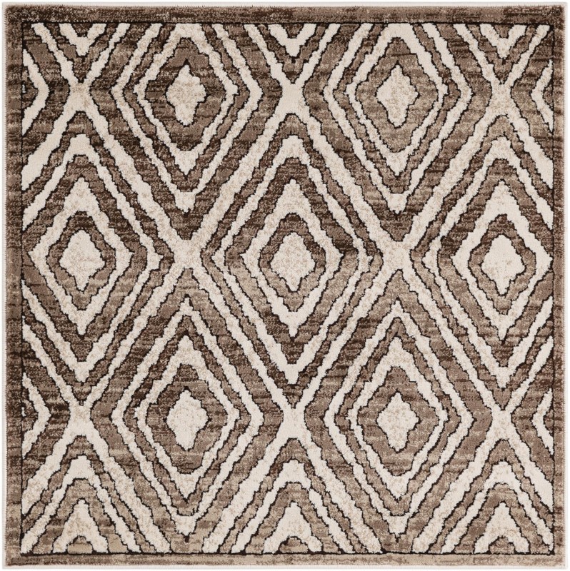 3' 3 x 3' 3 Brattleboro · Diamond rug, chocolate brown