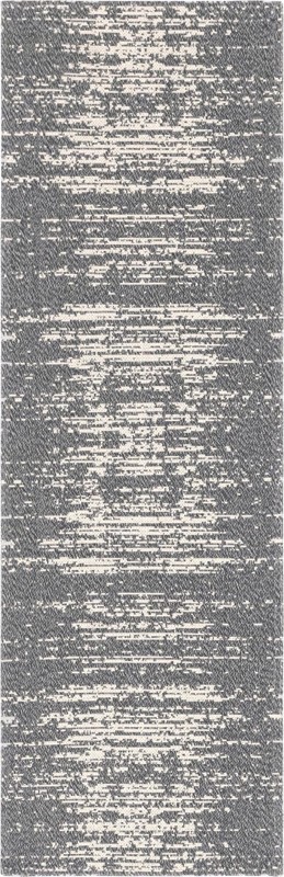 2' x 6' Holloway · Abstract linear rug, gray and ivory