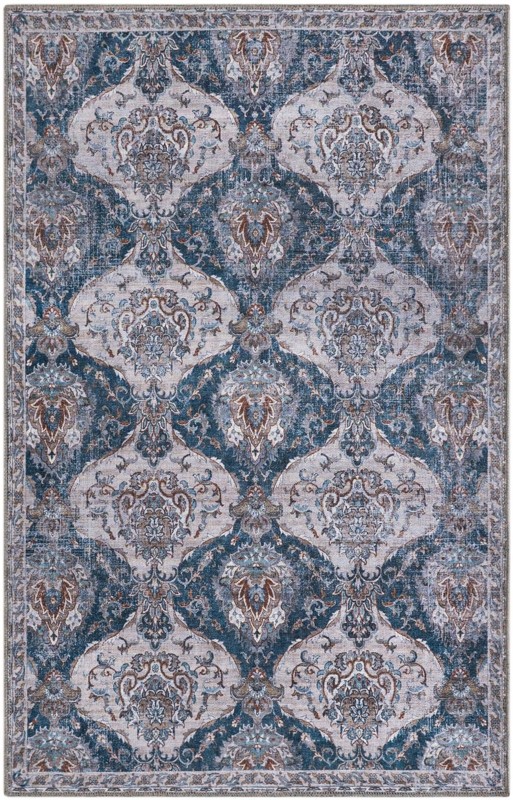 3' 3 x 5' 3 McCall · Damask rug, blue and ivory