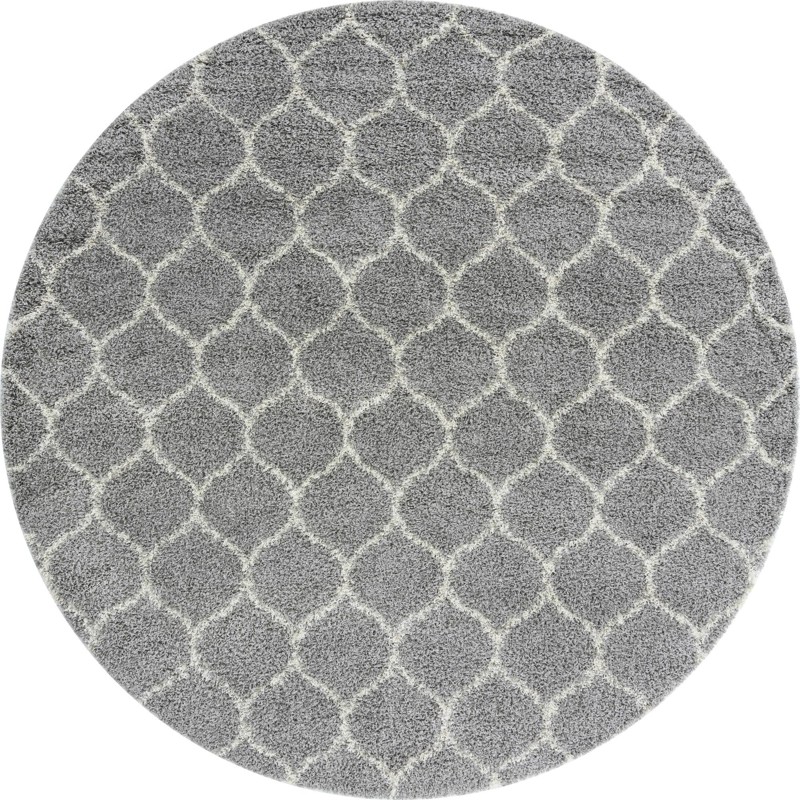 Barnett · Lattice Shag Rug, gray and ivory