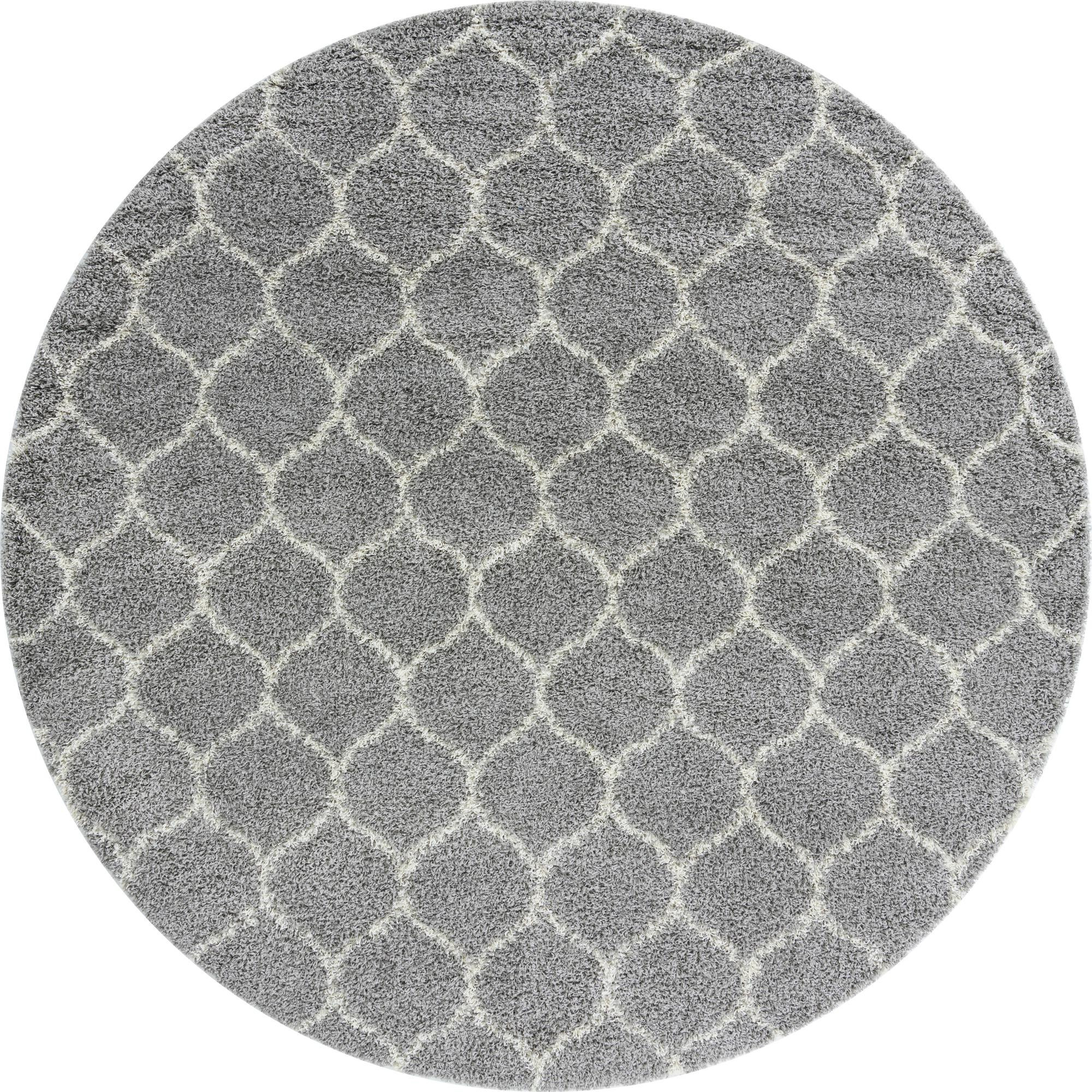 10' x 10' Barnett · Lattice Shag Rug, gray and ivory
