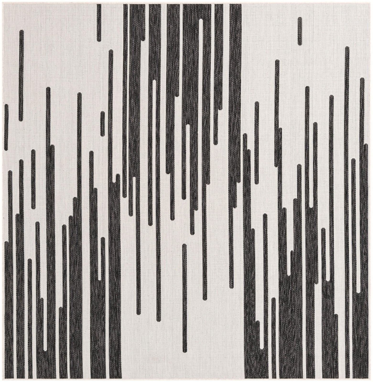 7' 10 x 7' 10 Copse · Lines Outdoor Rug, black and white