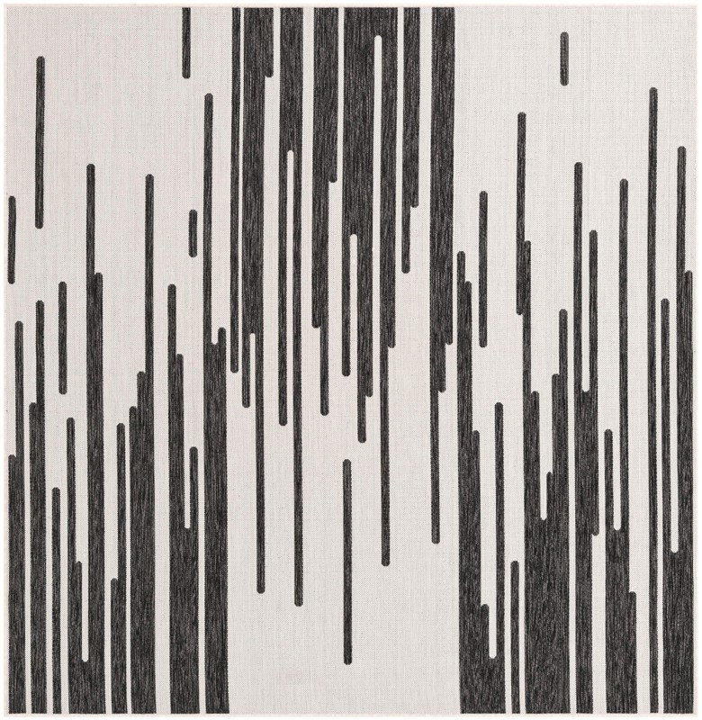 7' 10 x 7' 10 Copse · Lines Outdoor Rug, black and white