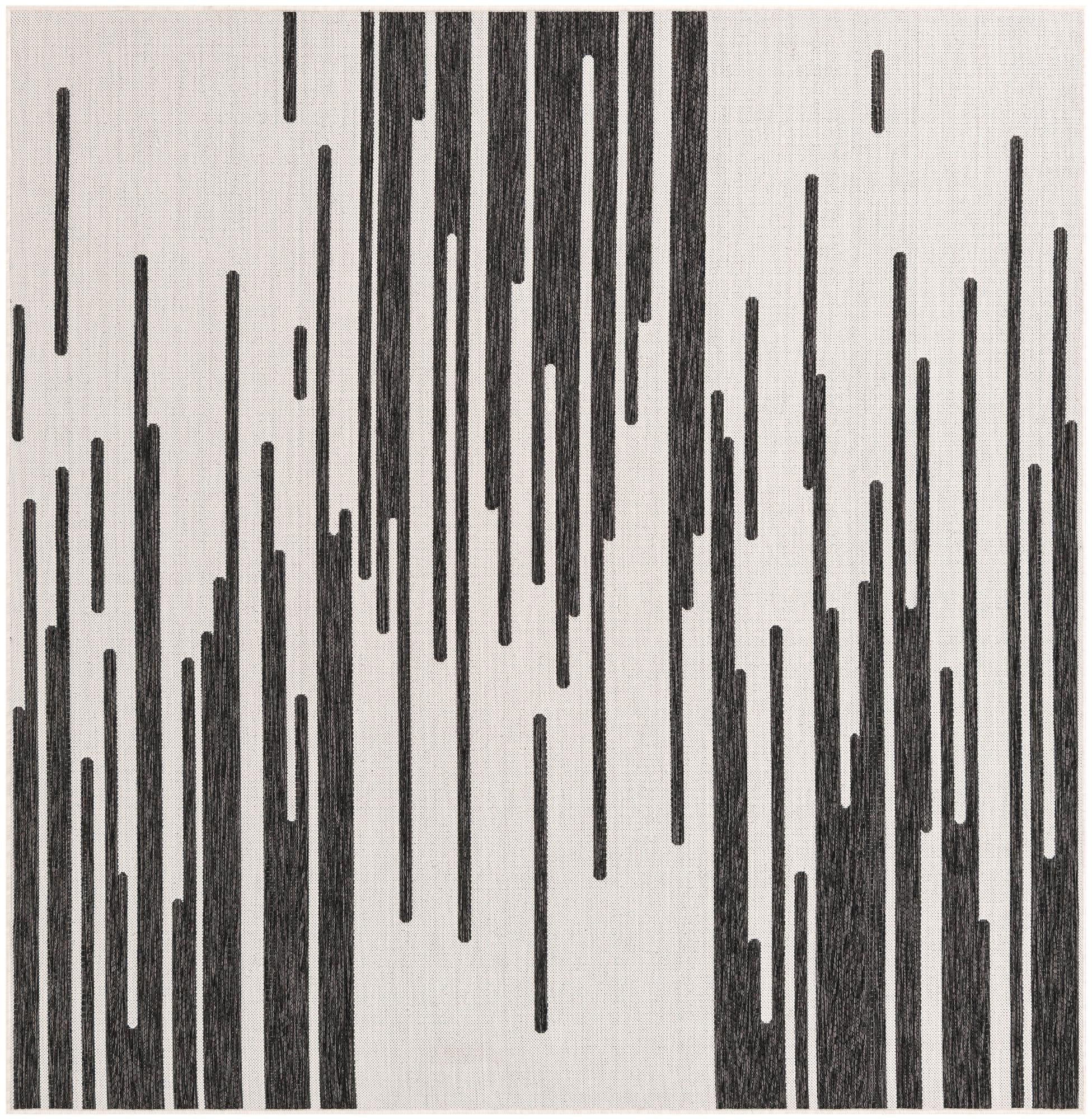 7' 10 x 7' 10 Copse · Lines Outdoor Rug, black and white