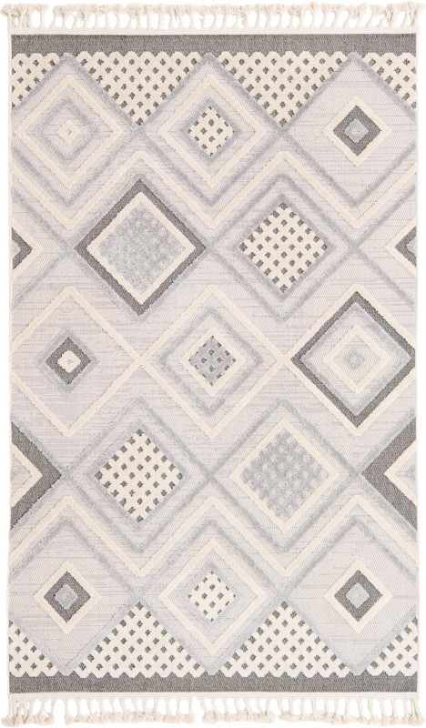 5' 3 x 8' Crowley · Diamond geometric rug, beige and gray