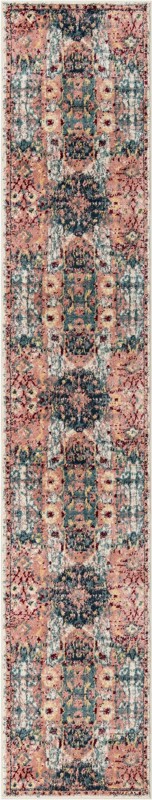 Westcott · Distressed medallion rug, pink and navy