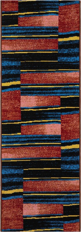 2' x 6' Conley · Abstract striped Outdoor Rug, red and black