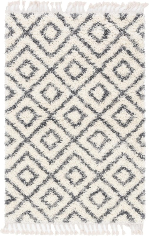 Tunstall · Diamond lattice Shag Rug, ivory and gray