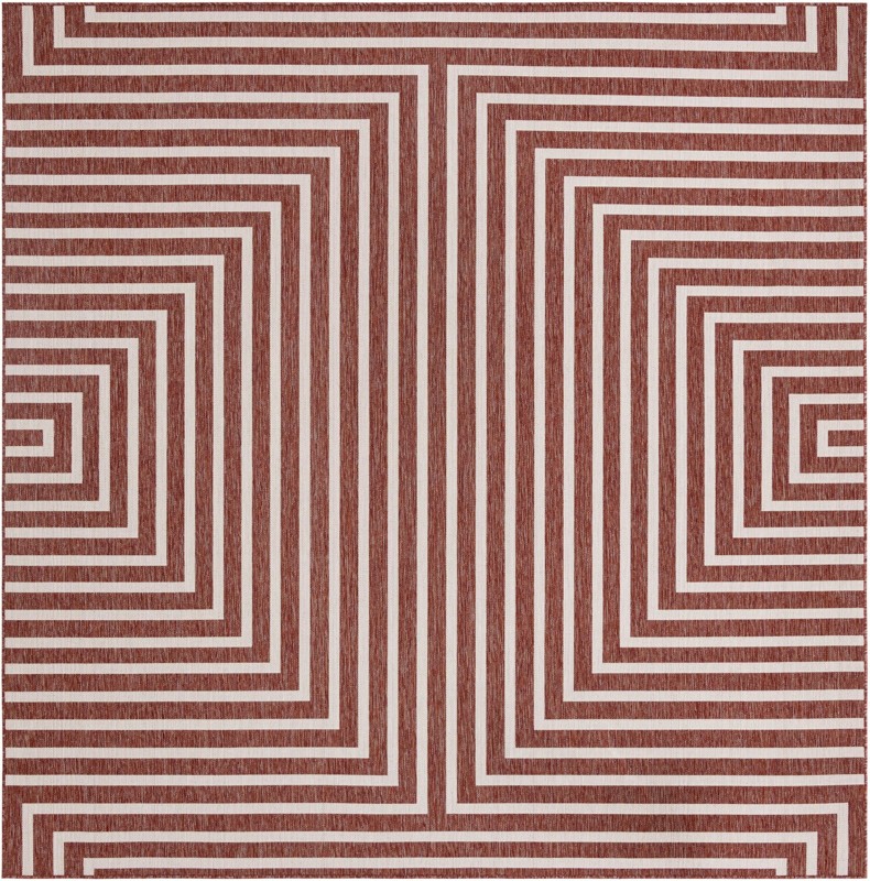 10' x 10' Gorse · Geometric Outdoor Rug, rust red