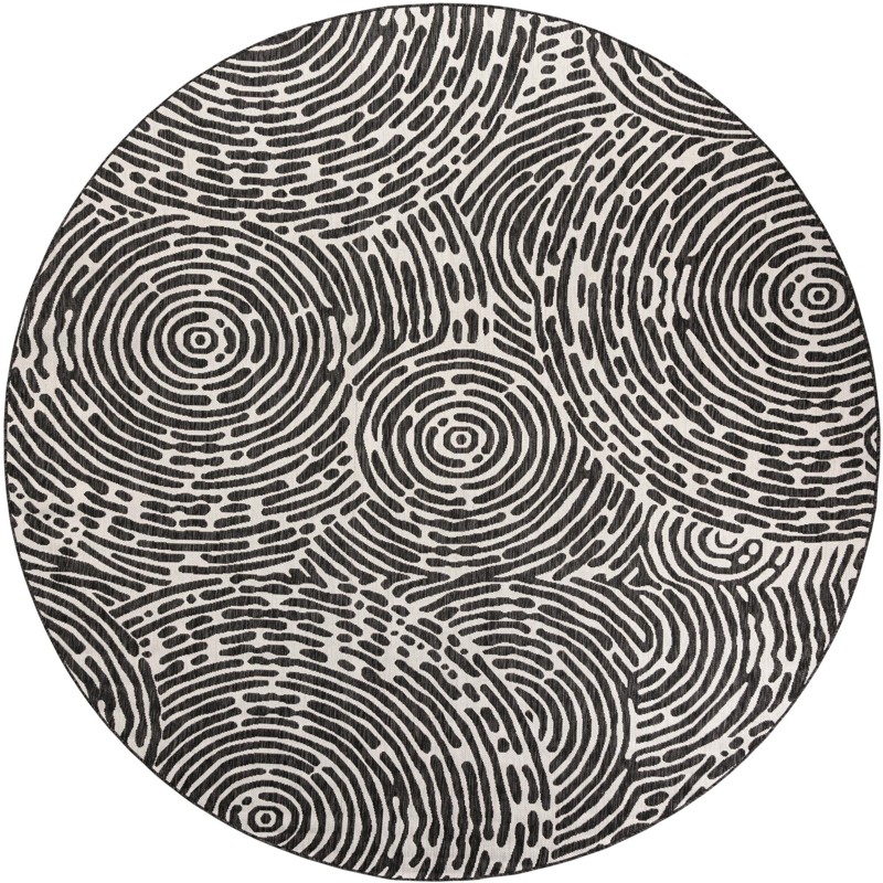 12' x 12' Grafton · Abstract Outdoor Rug, black and white