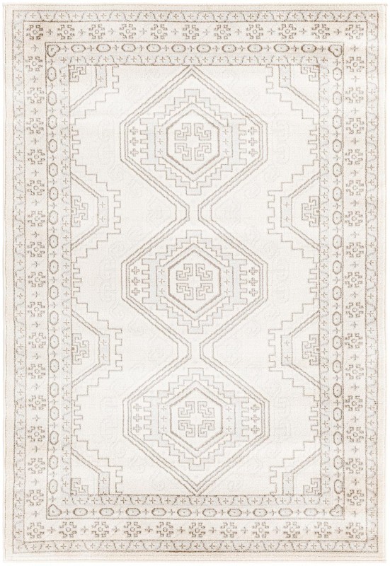 4' x 6' Harmon · Geometric diamond rug, ivory and brown