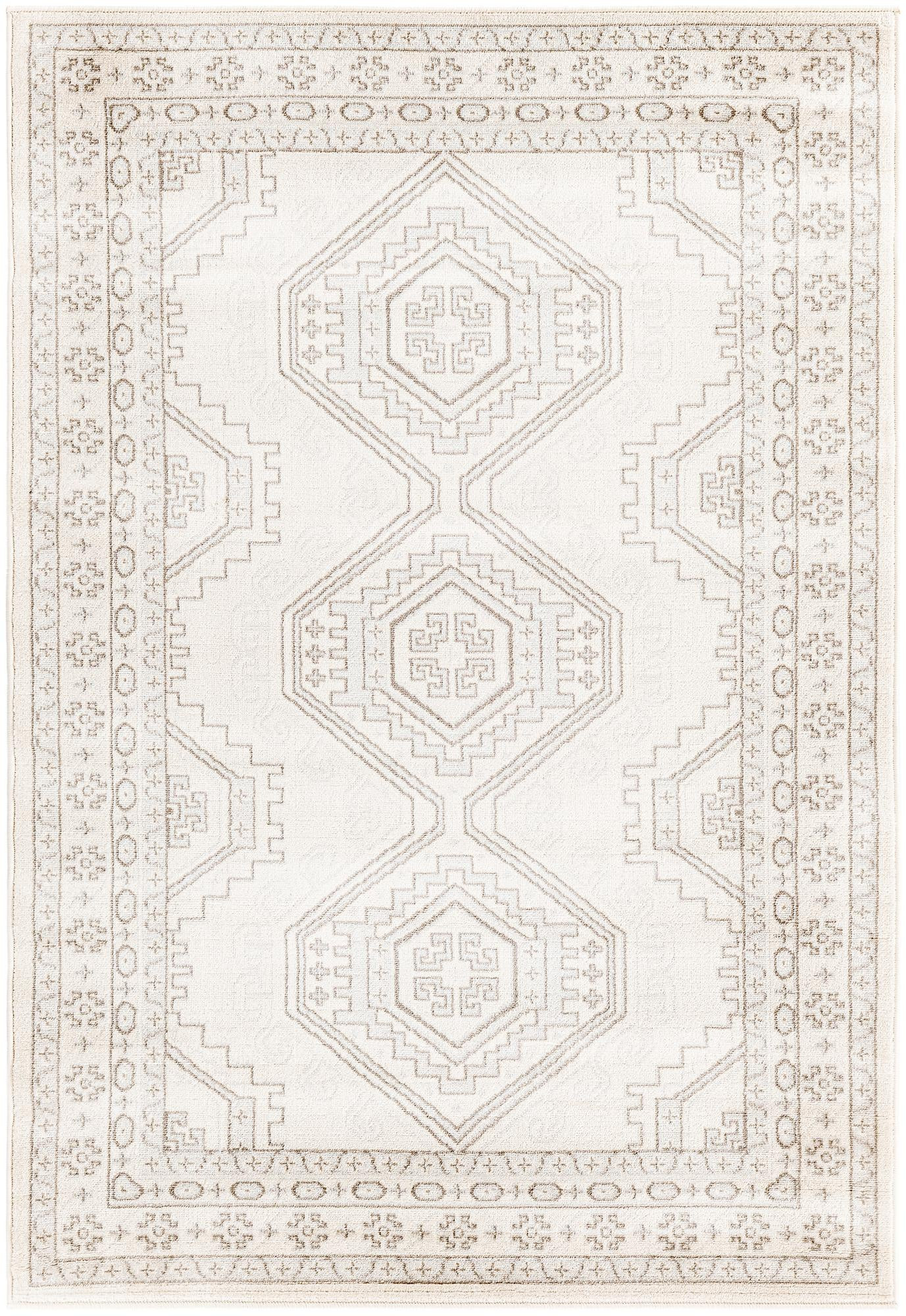 4' x 6' Harmon · Geometric diamond rug, ivory and brown