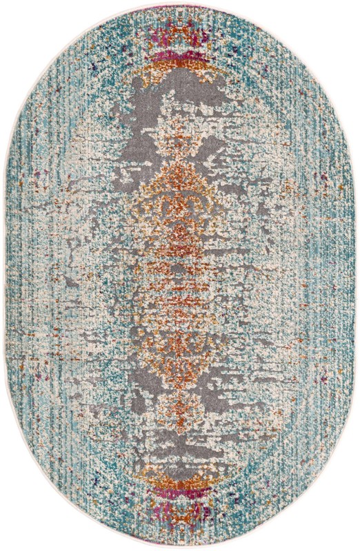 3' 7 x 5' 3 Egret · Abstract rug, blue