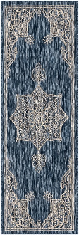 2' x 6' Rhys · Border Outdoor Rug, blue