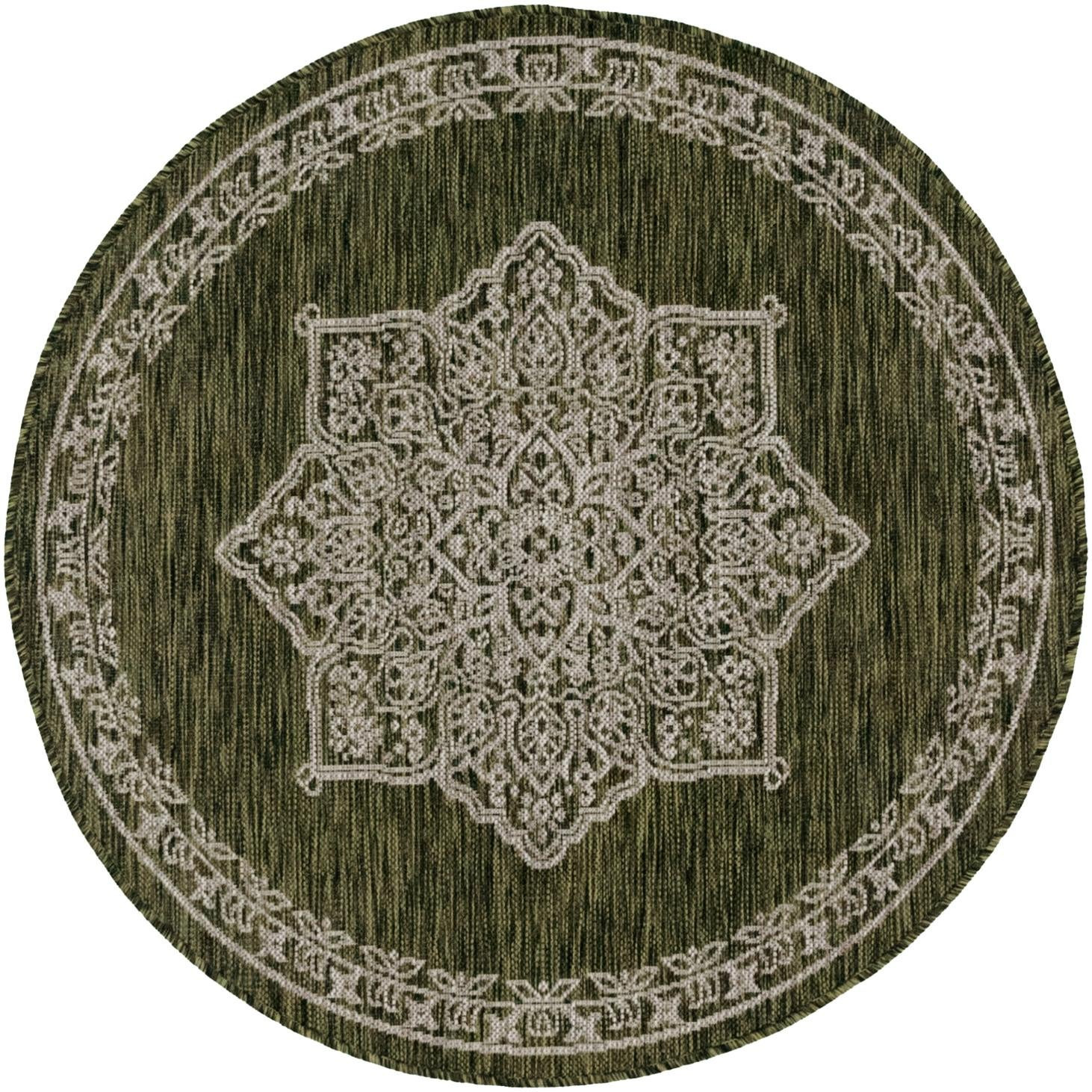 4' x 4' Rhys · Medallion Outdoor Rug, green
