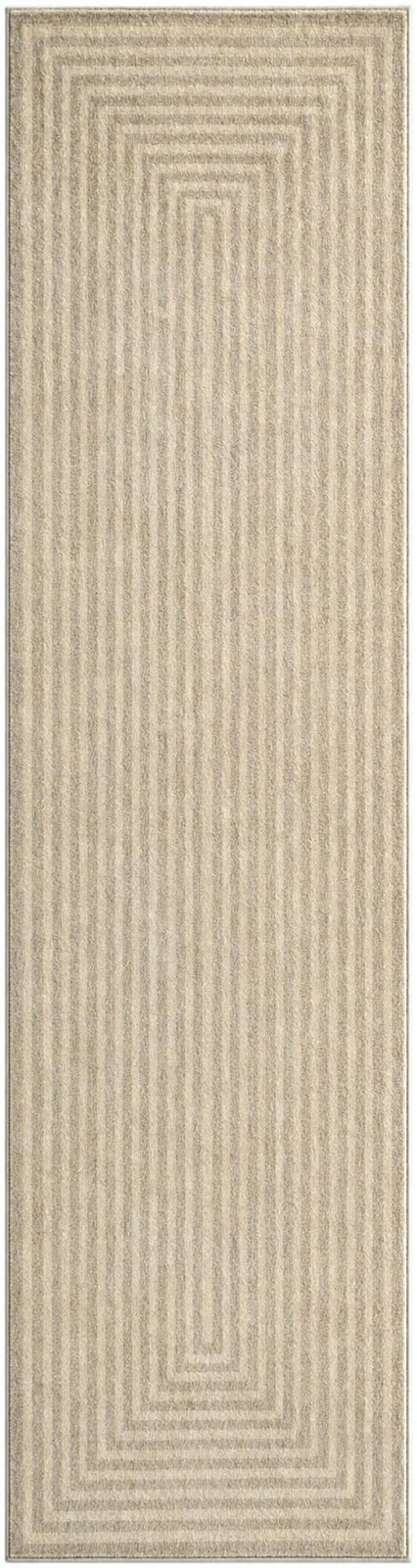 2' 7 x 10' Tovey · Concentric stripe rug, ivory and brown