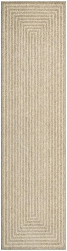2' 7 x 10' Tovey · Concentric stripe rug, ivory and brown