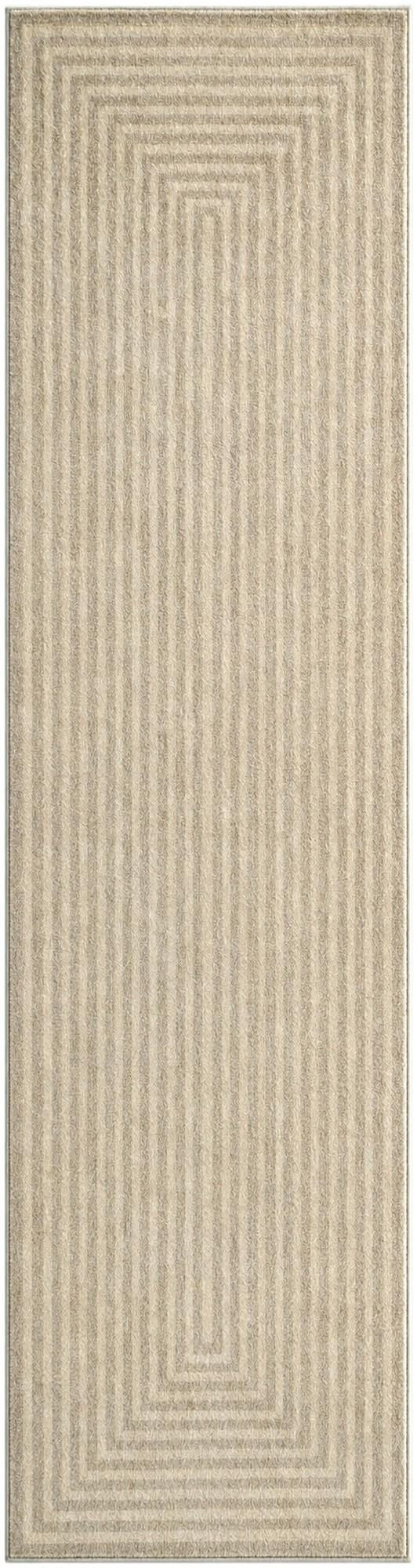2' 7 x 10' Tovey · Concentric stripe rug, ivory and brown