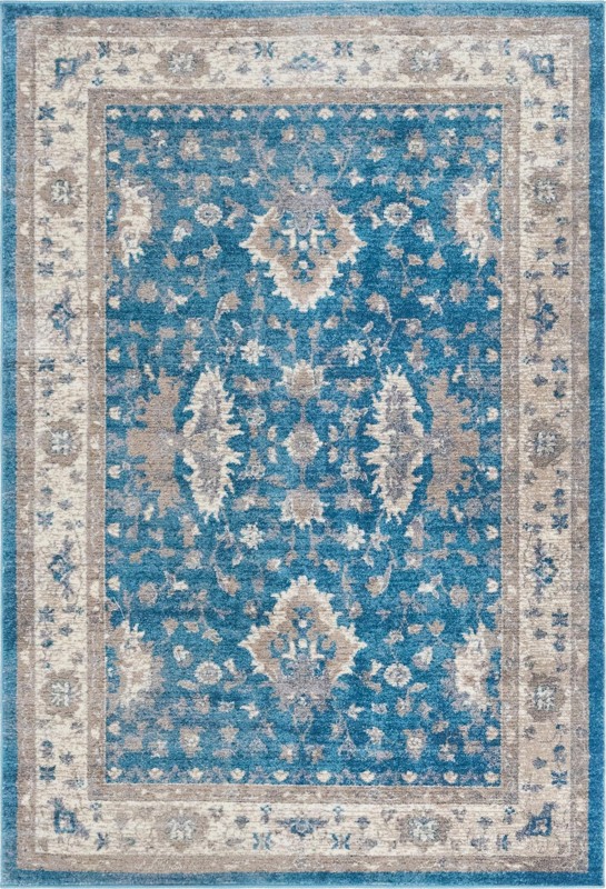 Leland · Medallion rug, light blue and ivory