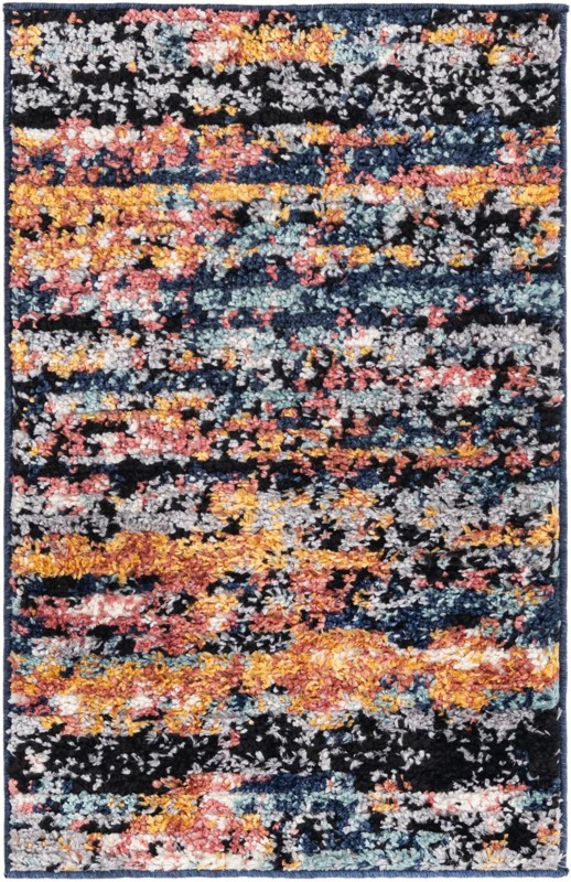 Nelson · Abstract striped rug, multicolor and navy
