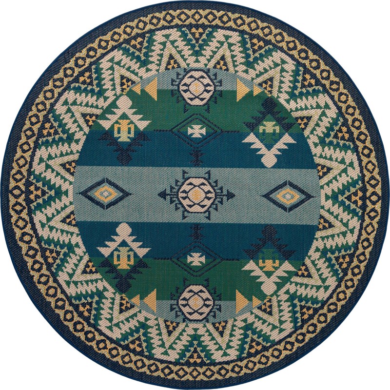 Wilcox · Border Outdoor Rug, blue and green