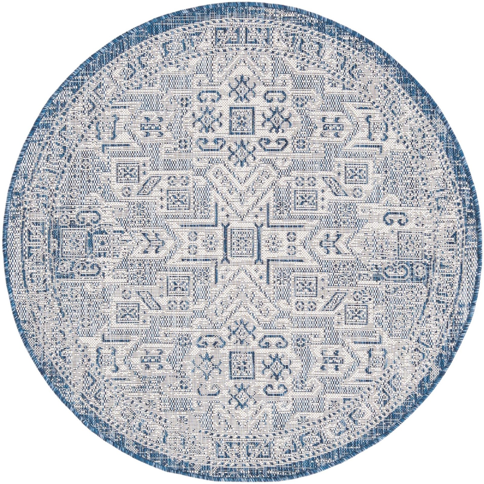 4' x 4' Estuary · Medallion Outdoor Rug, blue