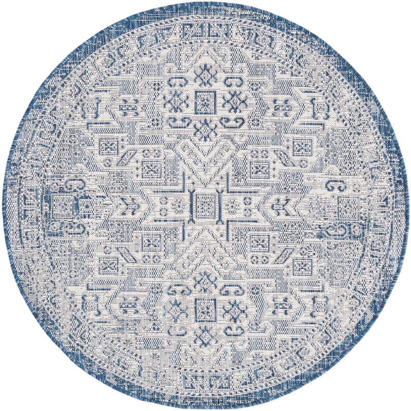 4' x 4' Estuary · Medallion Outdoor Rug, blue
