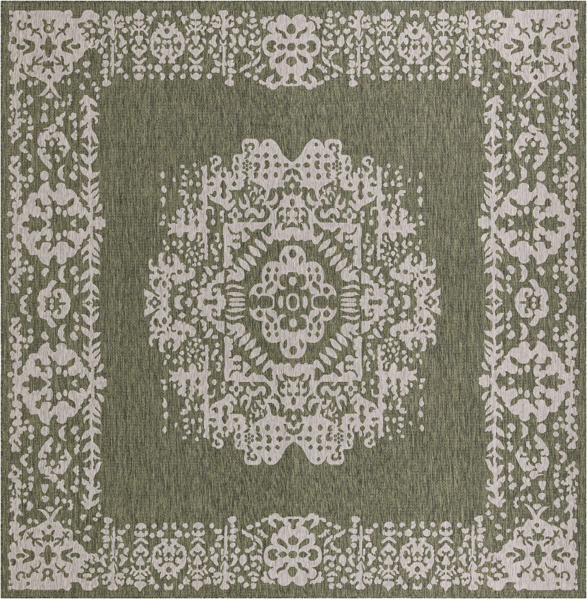 13' x 13' Hayden · Border Outdoor Rug, green