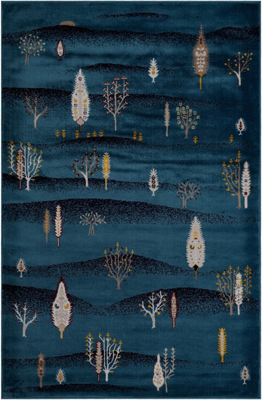 6' 1 x 9' Ironwood · Floral / botanical rug, blue