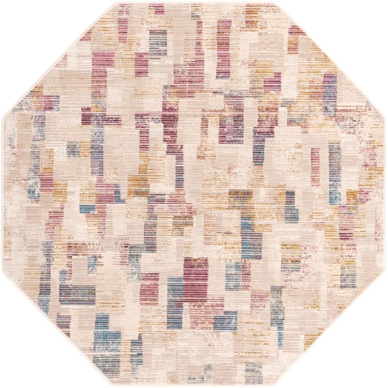 5' 3 x 5' 3 Hubbard · Abstract rug, ivory and multi