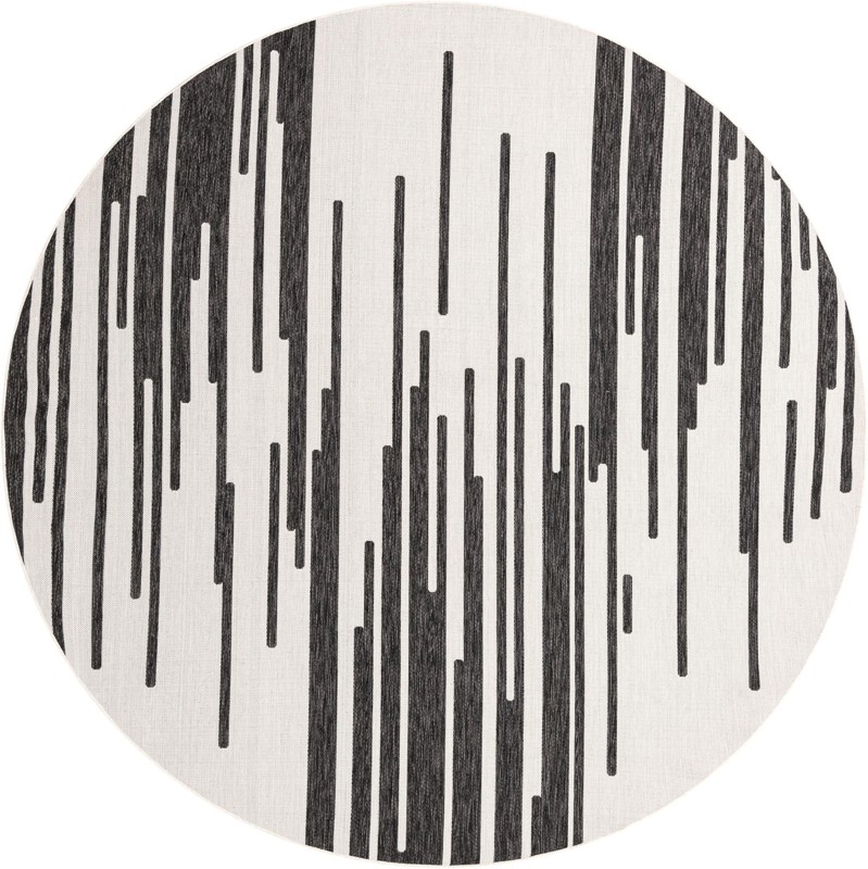 10' x 10' Copse · Abstract Outdoor Rug, black and white