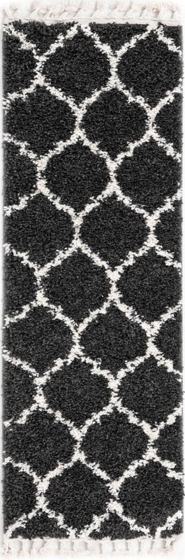 Everett · Lattice shag rug, black and white