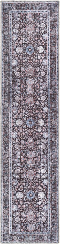 2' x 8' Bertie · Floral medallion rug, brown and blue