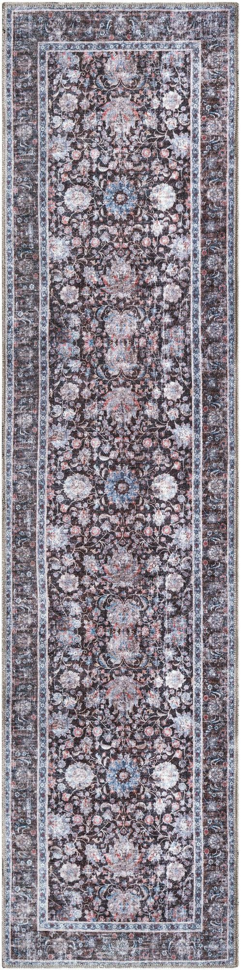2' x 8' Bertie · Floral medallion rug, brown and blue