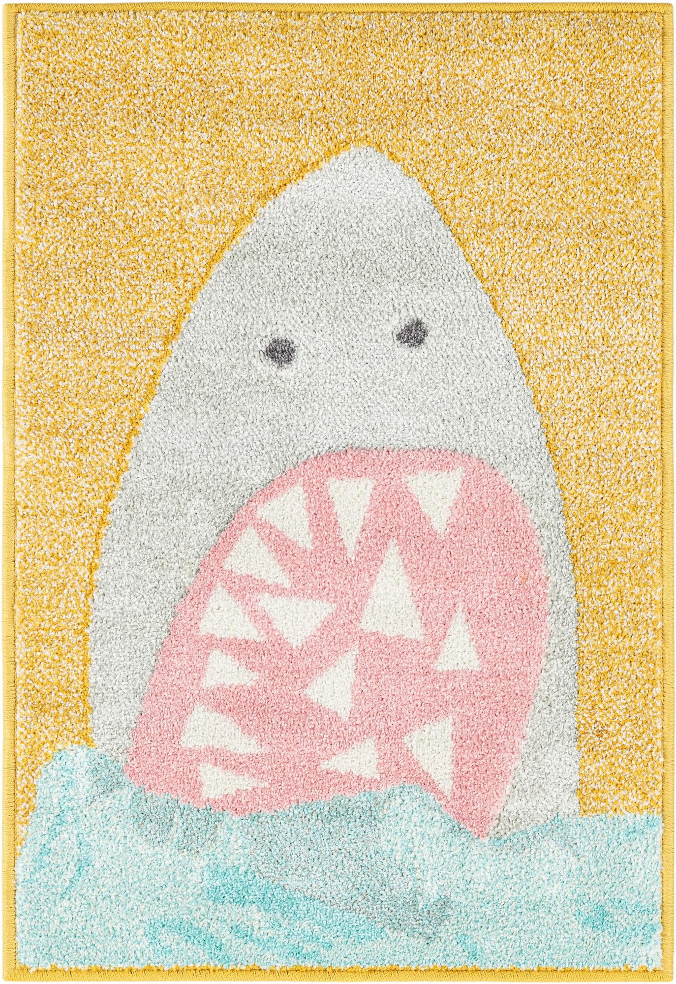 2' 2 x 3' 1 Noakes · Shark rug, yellow and gray
