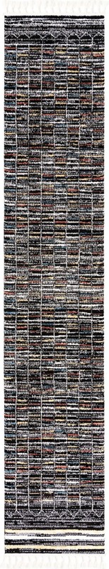 Brenton · Geometric grid rug, black and multicolor