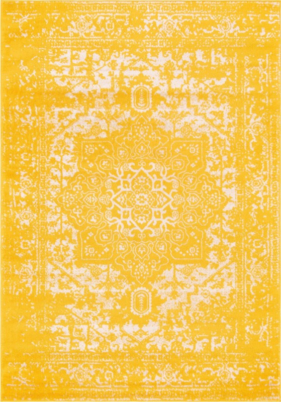 7' x 10' Birch · Border rug, yellow