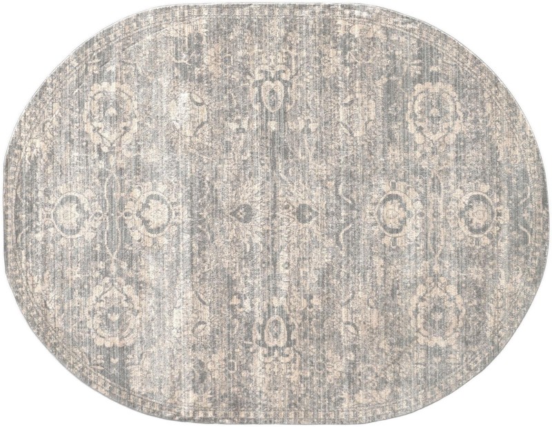 7' 10 x 10' 2 Ansel · Faded medallion rug, gray and ivory