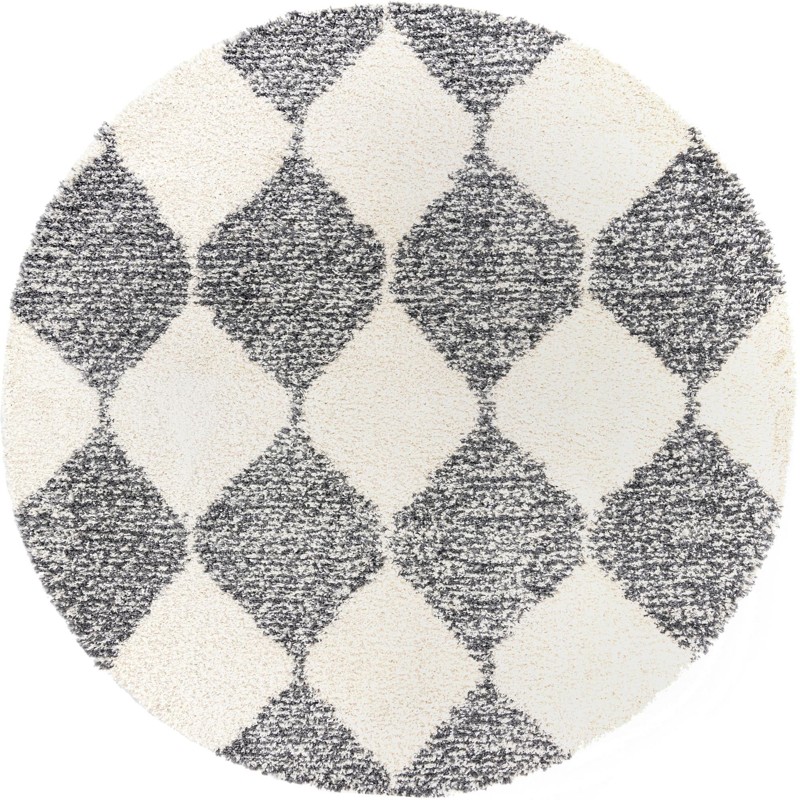 10' x 10' Newton · Diamond Shag Rug, white and gray
