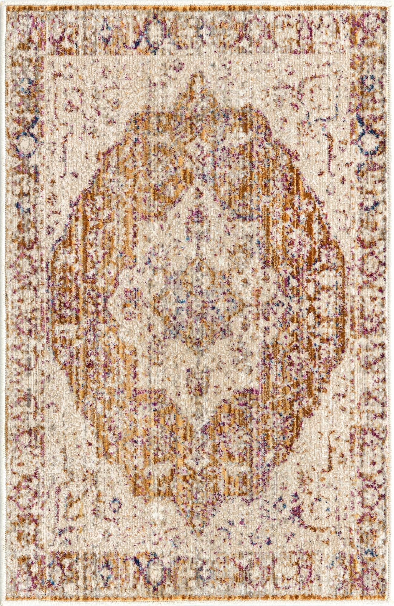 2' x 3' Denver · Border rug, yellow